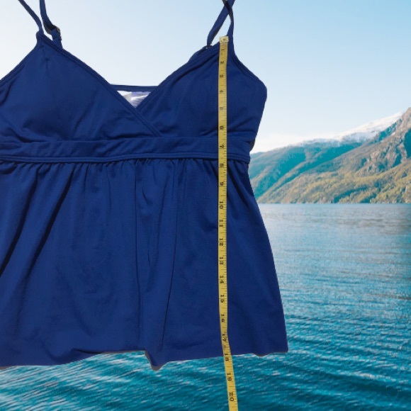 SOLD LOFT Beach Wrap Tankini Top Blue Swim Top L - Picture 7 of 8
